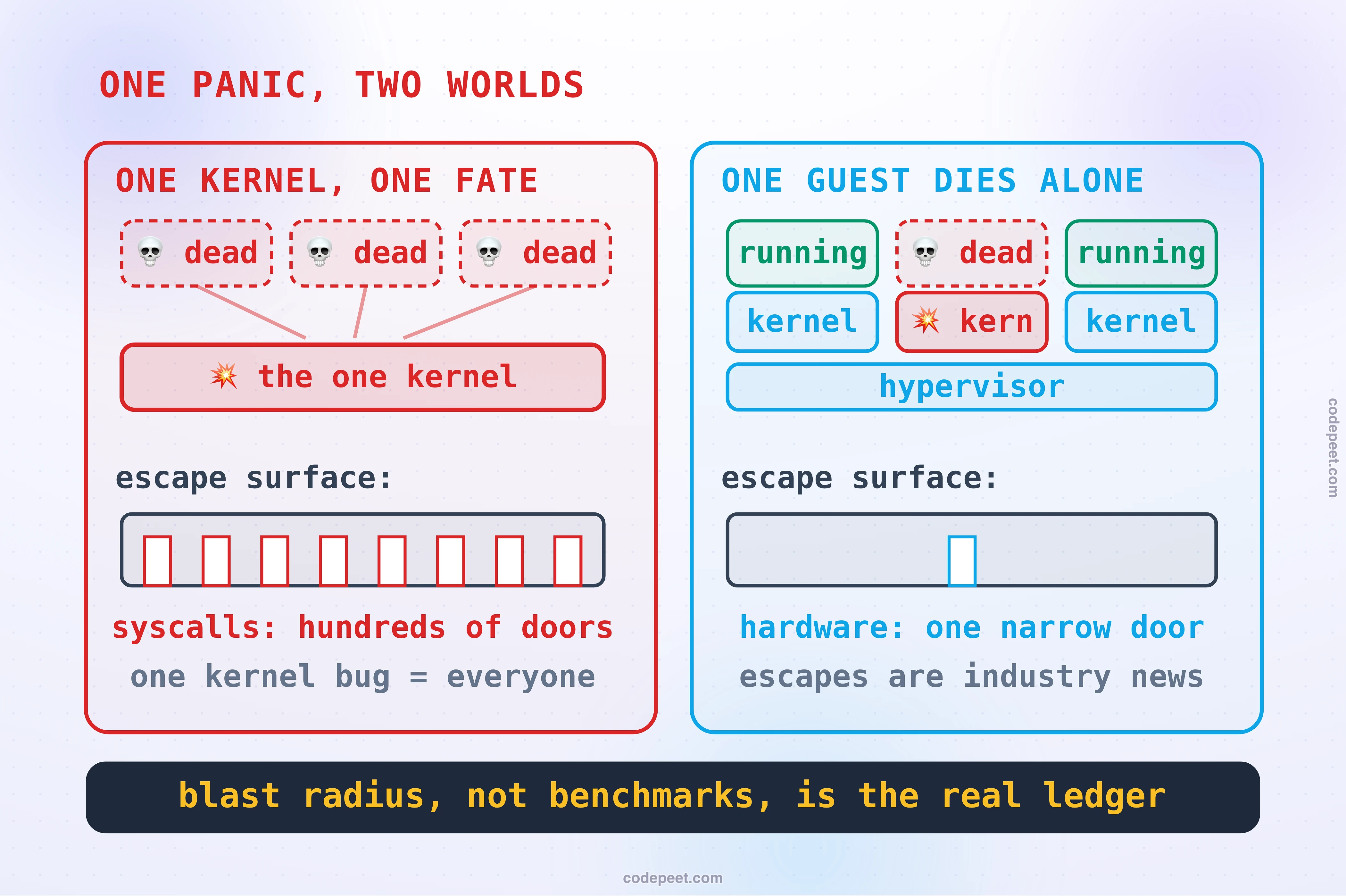 One host, two lies: pack it, panic it, starve it, and find out what the stranger costs.